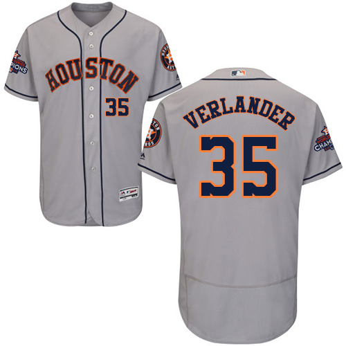 Astros #35 Justin Verlander Grey Flexbase Authentic Collection World Series Champions Stitched MLB Jersey - Click Image to Close